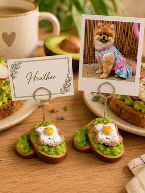 Avocado Toast Photo Holder, Place Card Holder, Food Label | Handmade Breakfast